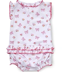 Kissy Kissy Baby Girls Pima Cotton Short Sleeve Blossoming Bows Print Bubble