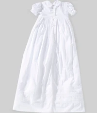 Kissy Kissy Baby Girls Pima Cotton Short Sleeve New Silene Christening Gown & Hat Set