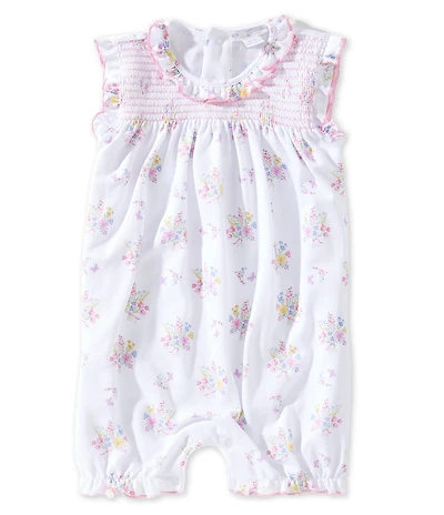 Kissy Kissy Baby Girls Pima Cotton Sleeveless Smocked Pastel Gardens Print Bubble Romper