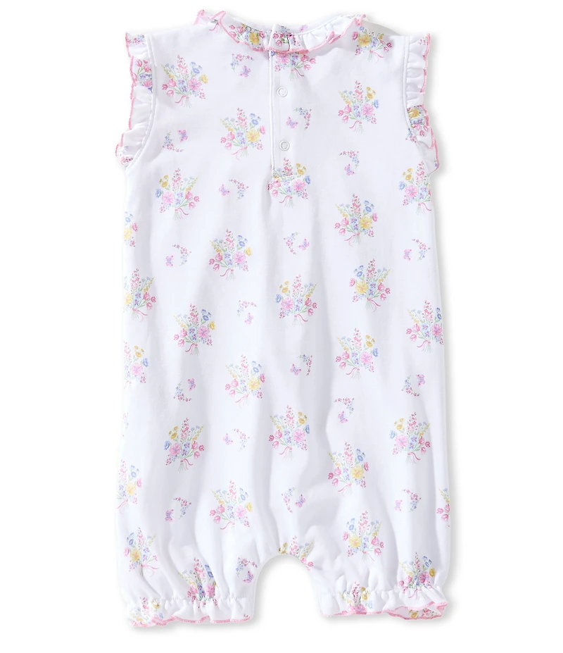 Kissy Kissy Baby Girls Pima Cotton Sleeveless Smocked Pastel Gardens Print Bubble Romper