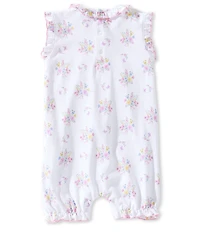 Kissy Kissy Baby Girls Pima Cotton Sleeveless Smocked Pastel Gardens Print Bubble Romper