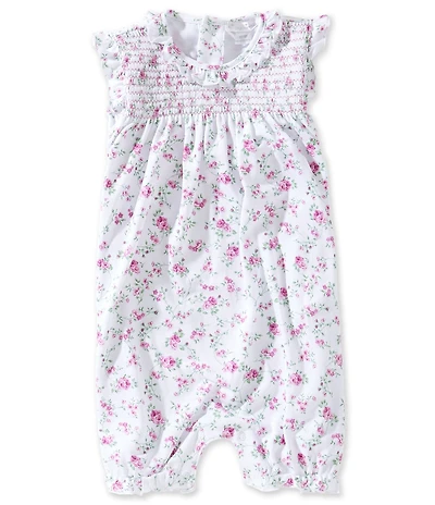 Kissy Kissy Baby Girls Pima Cotton Sleeveless Smocked Victorian Roses Print Bubble Romper