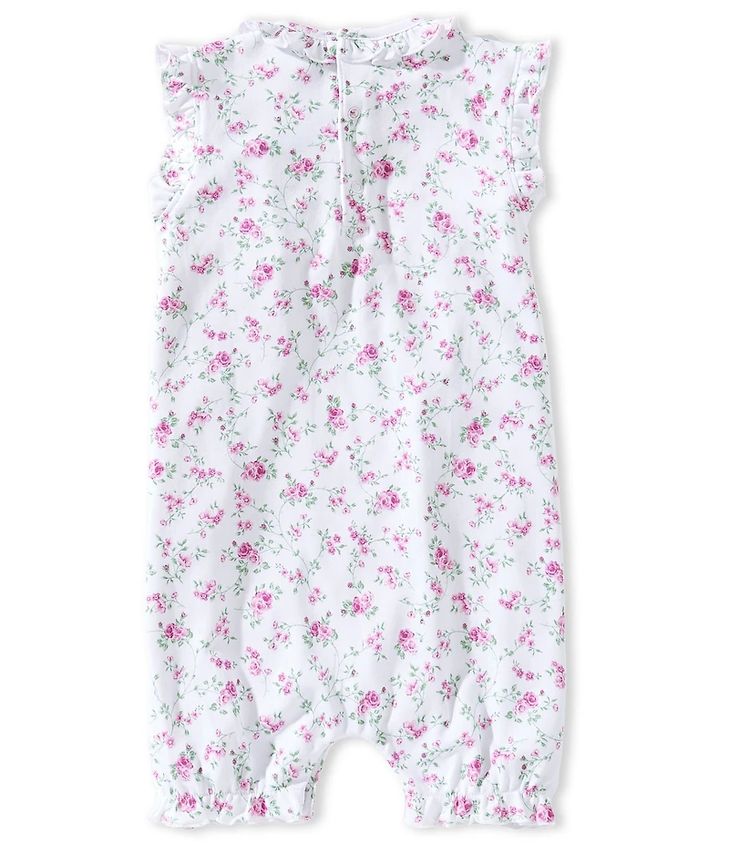 Kissy Kissy Baby Girls Pima Cotton Sleeveless Smocked Victorian Roses Print Bubble Romper