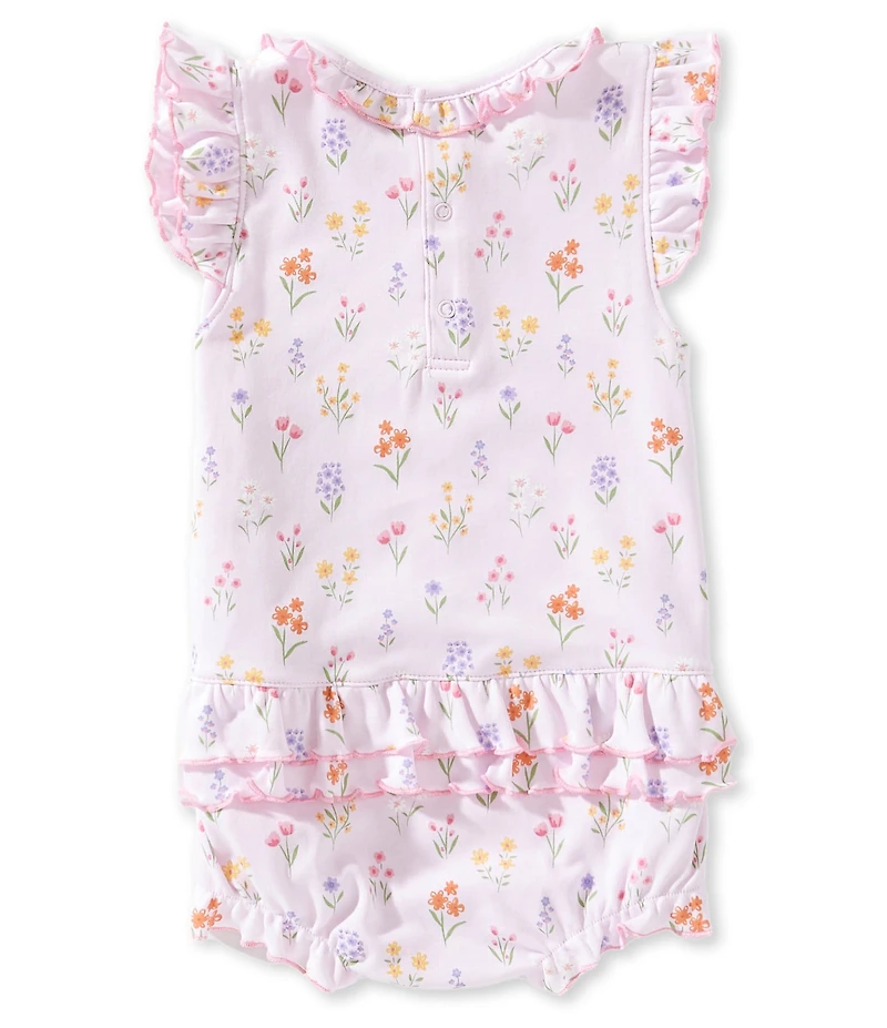 Kissy Kissy Baby Girls Pima Cotton Summer Wildflowers Print Bubble Romper
