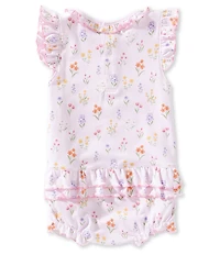 Kissy Kissy Baby Girls Pima Cotton Summer Wildflowers Print Bubble Romper