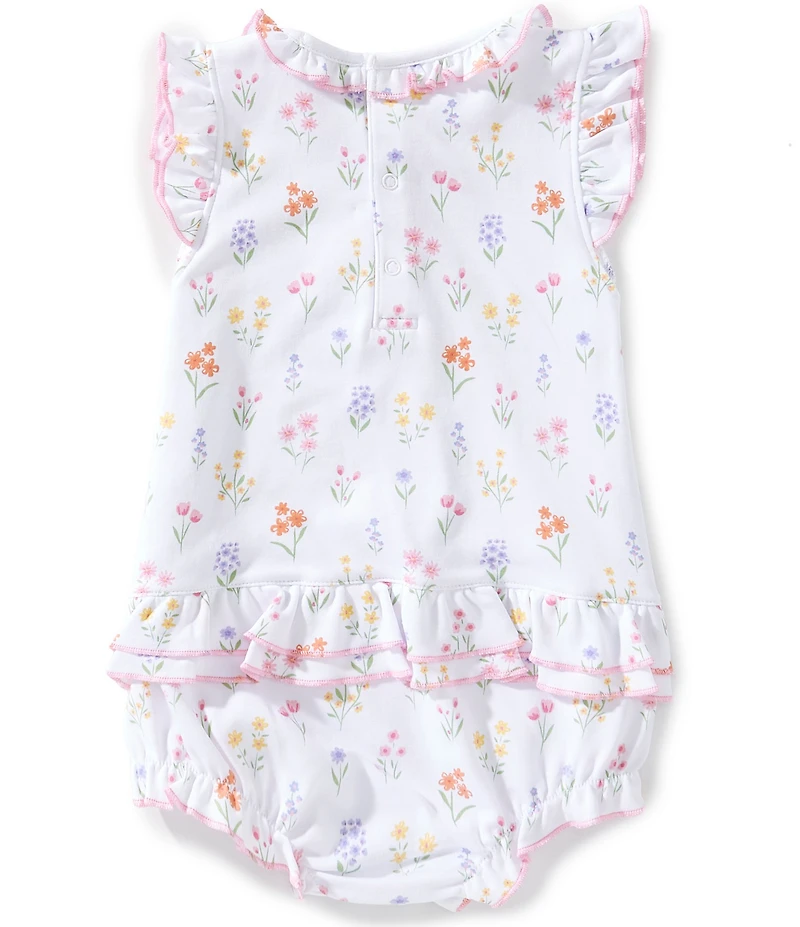 Kissy Kissy Baby Girls Pima Cotton Summer Wildflowers Print Bubble Romper