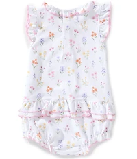 Kissy Kissy Baby Girls Pima Cotton Summer Wildflowers Print Bubble Romper