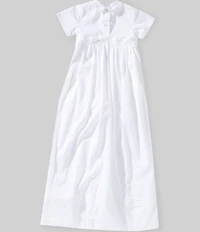 Kissy Kissy Baby Girls Short Sleeve Pima Cotton Graham Christening Convertible Gown & Hat Set