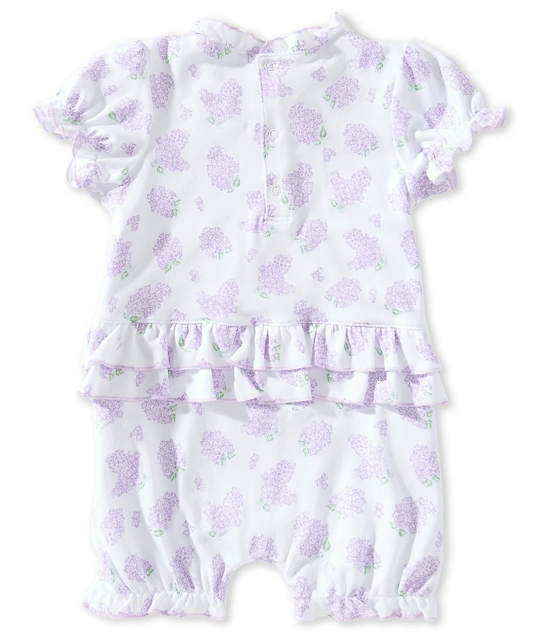 Kissy Kissy Baby Girls Short Sleeve Pima Cotton Lilac Floral Love Print Bubble Romper