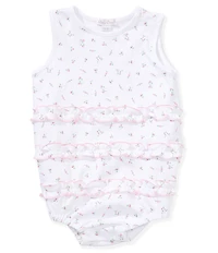Kissy Kissy Baby Girls Sleevless Pima Cotton Garden Roses Ruffles Bubble Romper