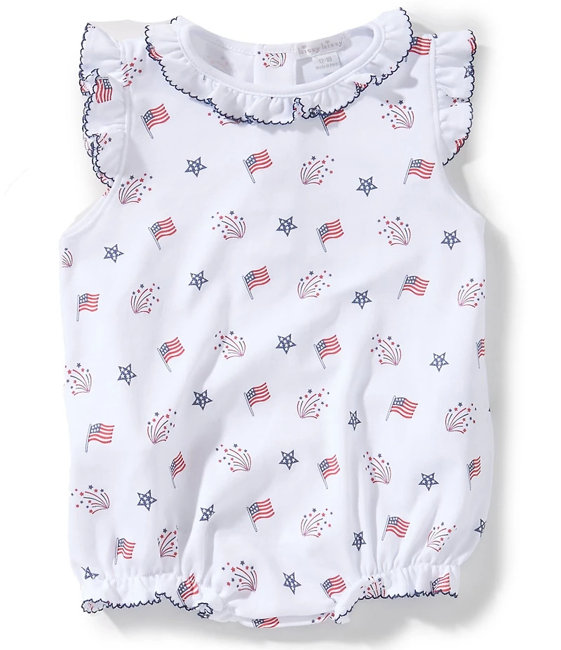 Kissy Kissy Baby Girls Star Spangled Americana Freedom Print Bubble