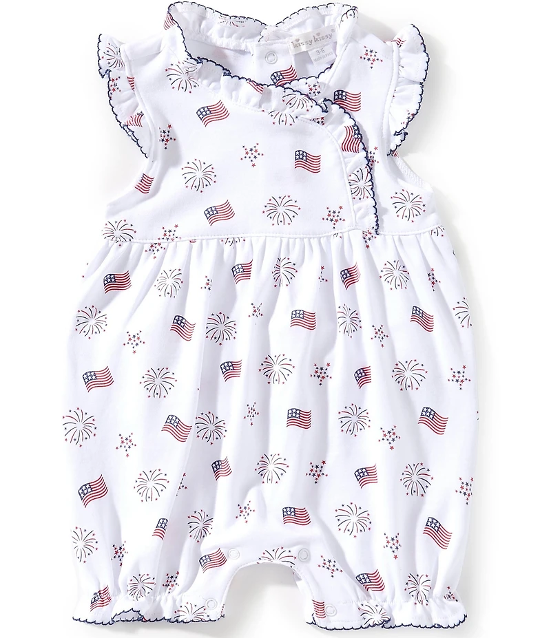 Kissy Kissy Baby Girls Flutter-Sleeve Bold Stripes & Bright Stars Romper