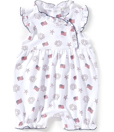 Kissy Kissy Baby Girls Flutter-Sleeve Bold Stripes & Bright Stars Romper