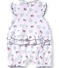 Kissy Kissy Baby Girls Flutter-Sleeve Bold Stripes & Bright Stars Romper