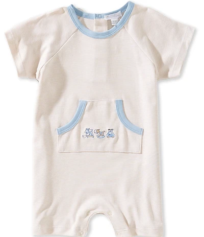 Kissy Kissy Baby Boys Pima Cotton Short Sleeve Vintage Toy Embroidery Stripe Shortall