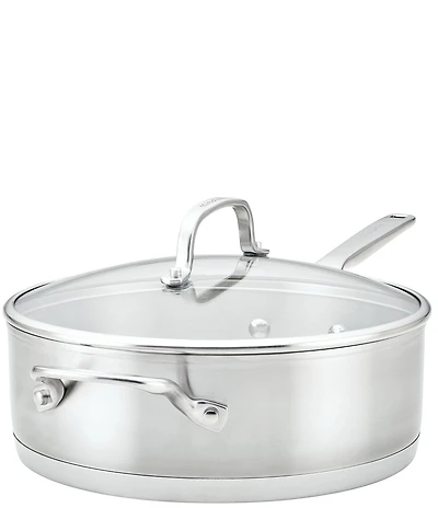 KitchenAid 3-Ply Base Helper Handle Deep Saute Pan with Lid, 4.5 Qt.