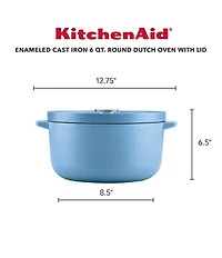 Kitchenaid 6-Quart Round Enameled Cast Iron Dutch Oven with Stainless Steel Knob