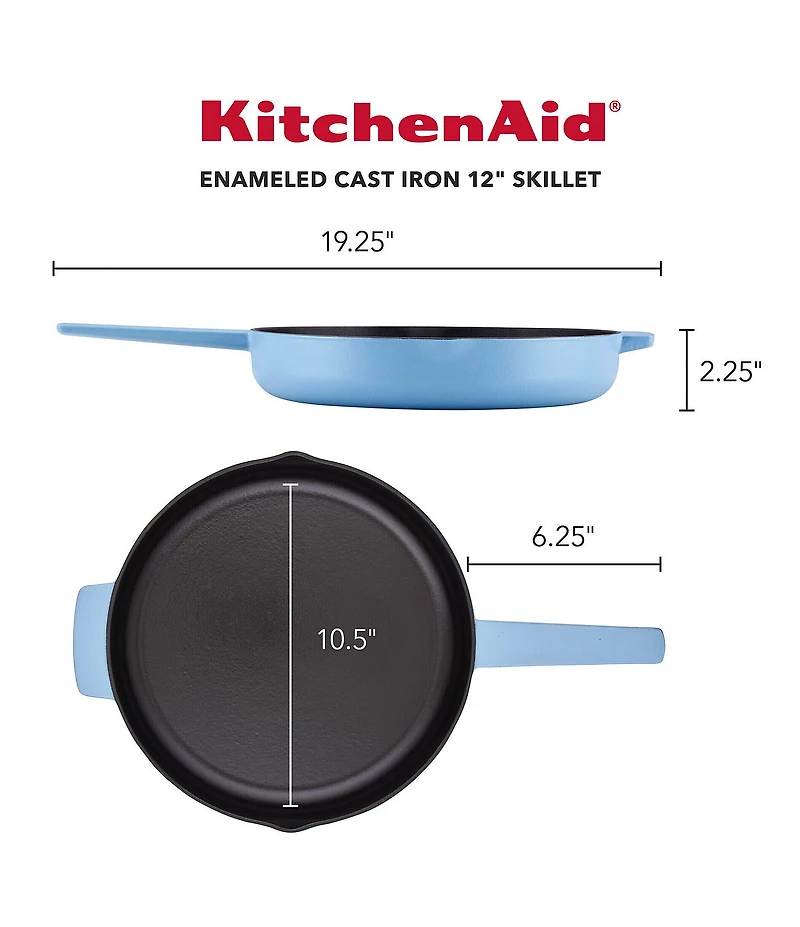 Kitchenaid Enameled Cast Iron Induction Skillet with Helper Handle and Pour Spouts, 12-Inch