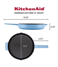 Kitchenaid Enameled Cast Iron Induction Skillet with Helper Handle and Pour Spouts, 12-Inch