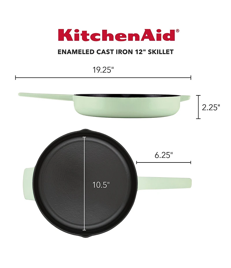 Kitchenaid Enameled Cast Iron Induction Skillet with Helper Handle and Pour Spouts, 12-Inch