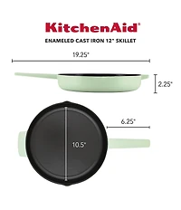 Kitchenaid Enameled Cast Iron Induction Skillet with Helper Handle and Pour Spouts, 12-Inch