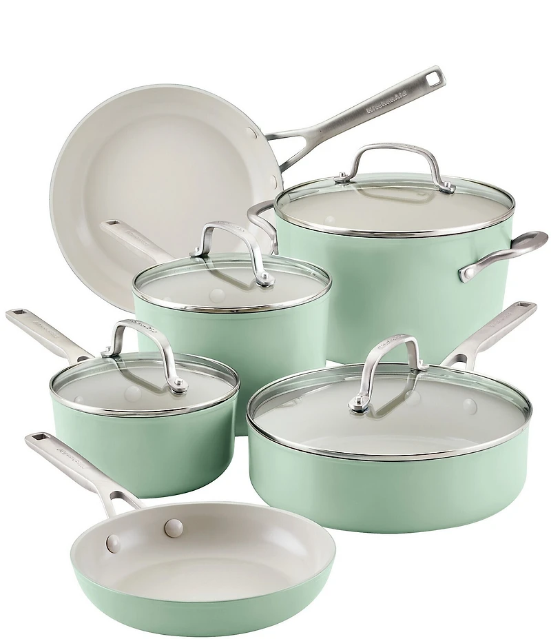 KitchenAid Hard Anodized Ceramic Nonstick 10-Piece Cookware Pots and Pans Set