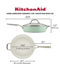 Kitchenaid Hard Anodized Ceramic Nonstick Saute Pan with Lid, 5-Quart