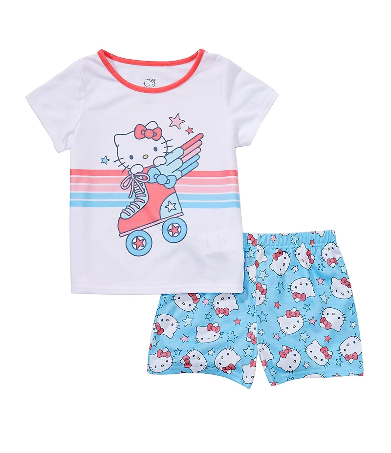 Komar Kids Little/Big Girls Hello Kitty Roller Skate Two-Piece Pajama Set