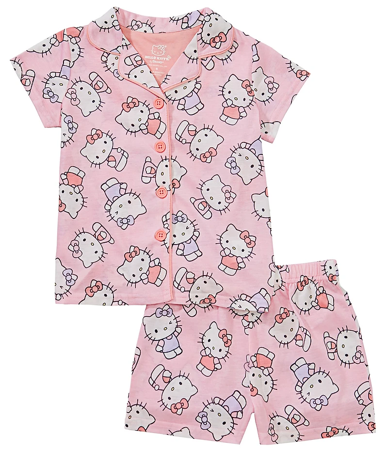 Komar Kids Little/Big Girls Short-Sleeve Hello Kitty Printed Pajama Top & Matching Shorts Set