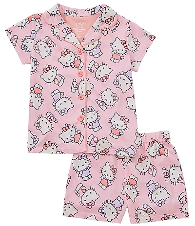 Komar Kids Little/Big Girls Short-Sleeve Hello Kitty Printed Pajama Top & Matching Shorts Set