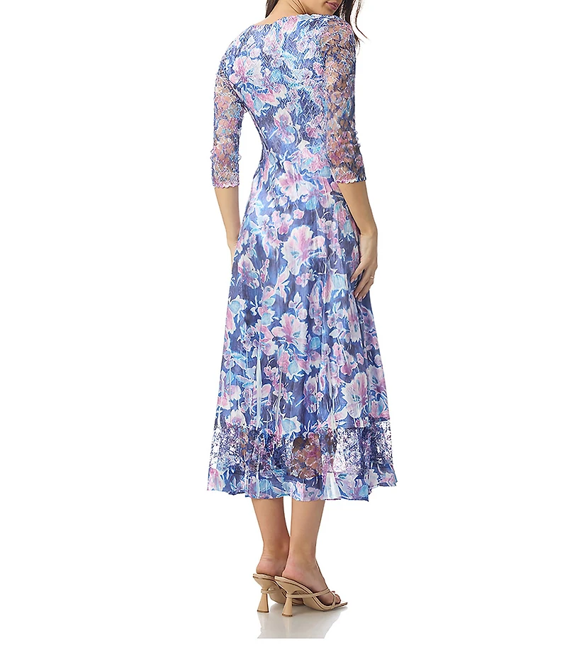 Komarov 3/4 Sleeve Floral Midi Dress