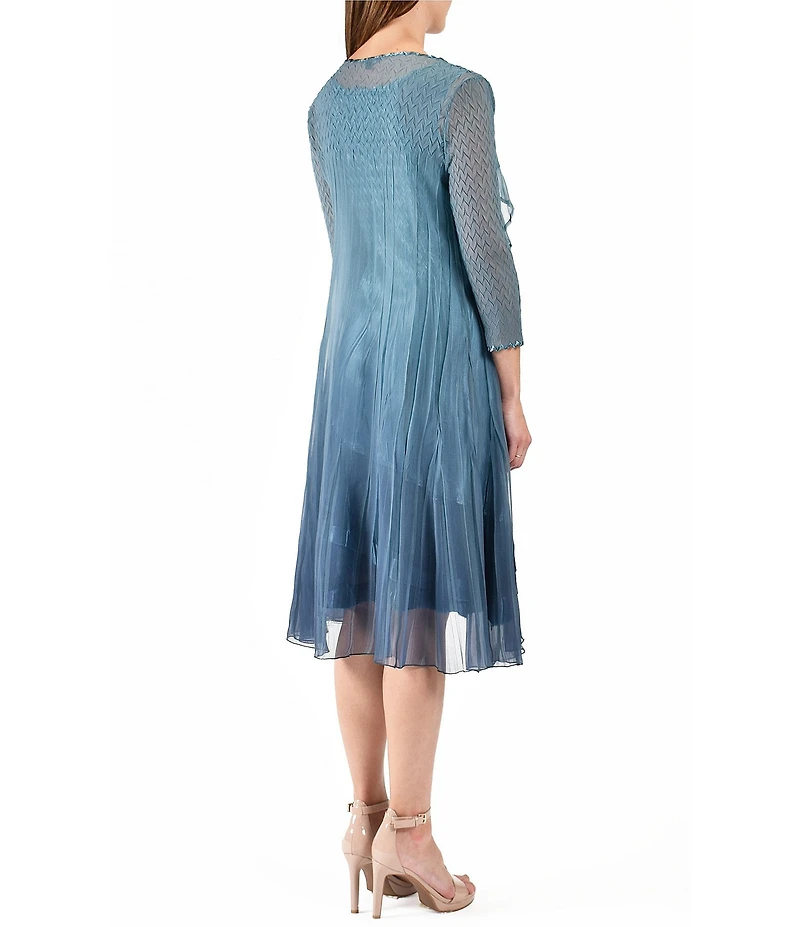 Komarov 3/4 Sleeve Ruffled Front 2-Piece Jacket Dress