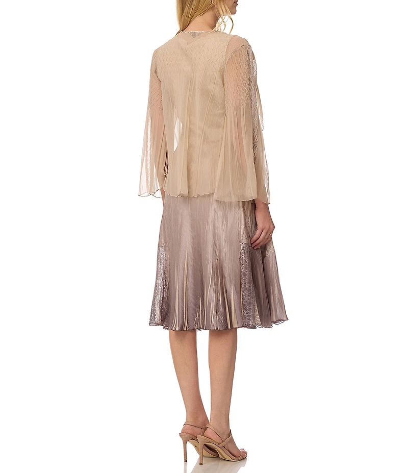 Komarov Charmeuse Chiffon Ombre V-Neck 2-Piece Jacket Dress Set