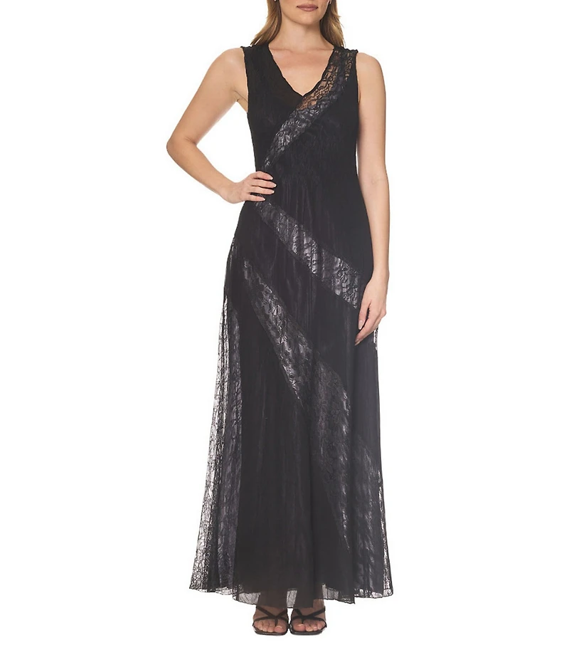 Komarov Illusion Stripe Lace Dress