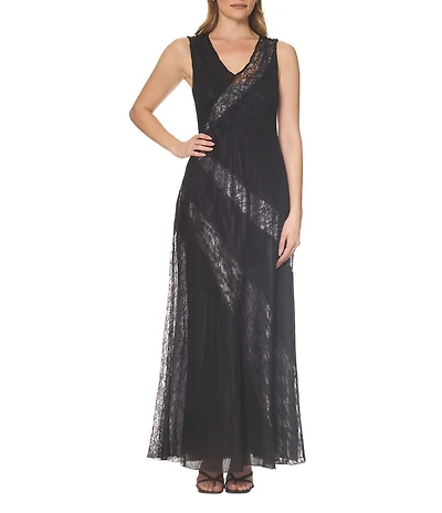 Komarov Illusion Stripe Lace Dress