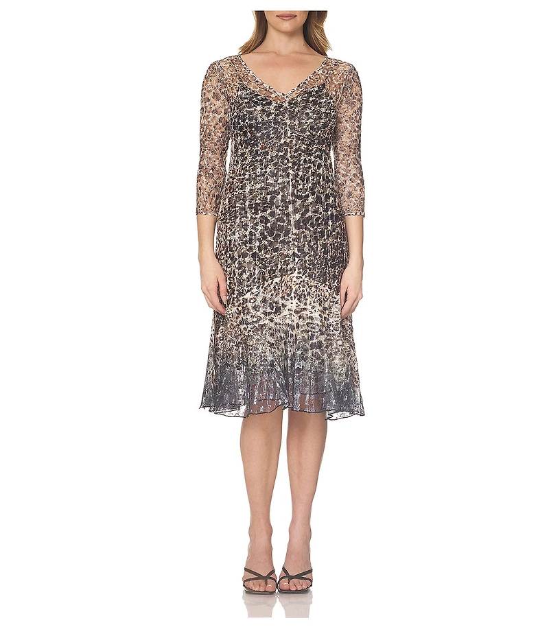 Komarov Lace Leopard Fade Midi Dress