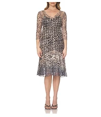Komarov Lace Leopard Fade Midi Dress