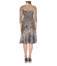 Komarov Lace Leopard Fade Midi Dress