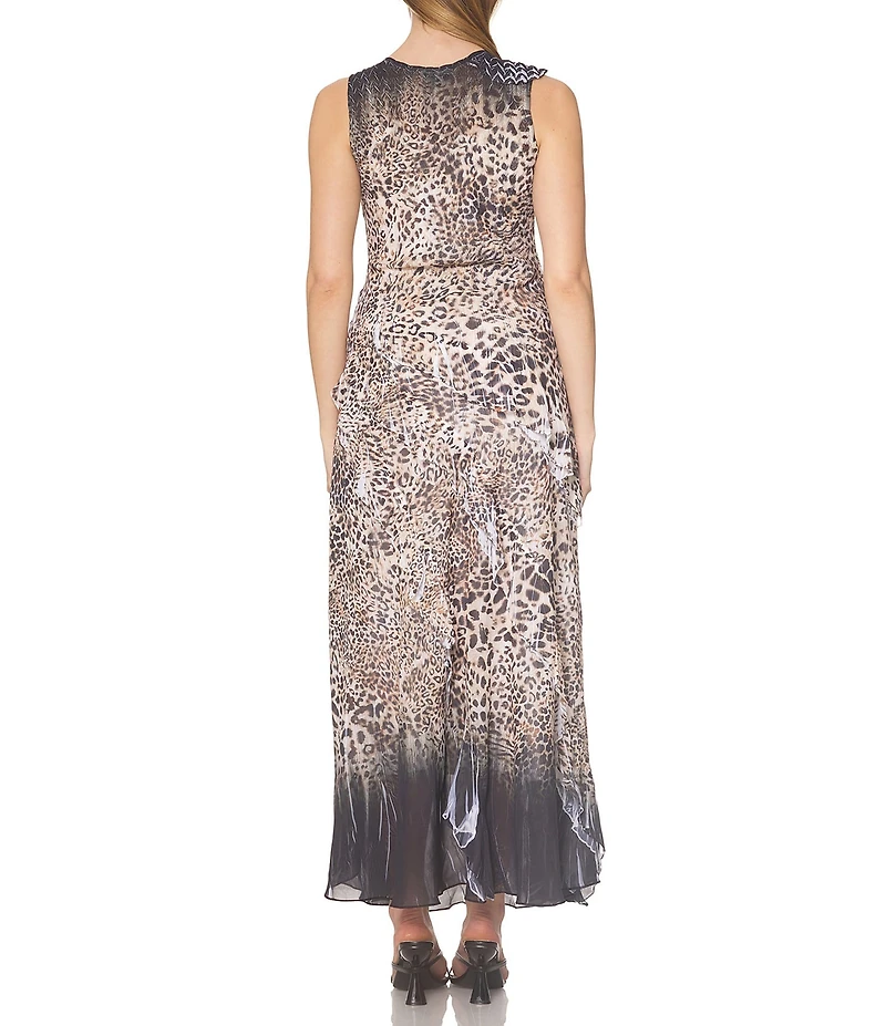 Komarov Leopard Fade Tier Ruffle Dress