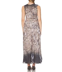 Komarov Leopard Fade Tier Ruffle Dress
