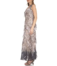 Komarov Leopard Fade Tier Ruffle Dress