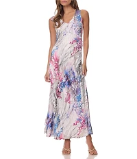 Komarov Maxi Printed Dress With Cascading Ruffle