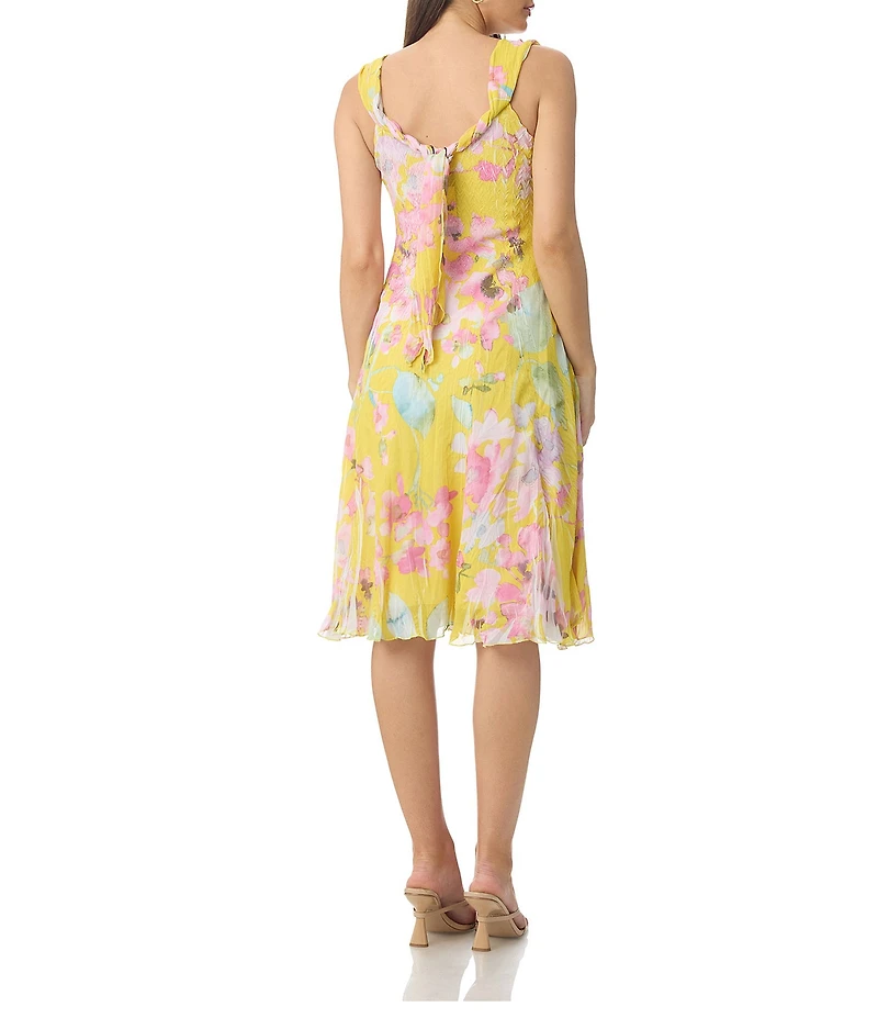 Komarov Scoop Neck Floral Sheath Knee Length Dress