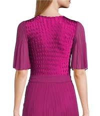 Komarov Square Neck Tiered Bottom Chiffon Sleeve Gown