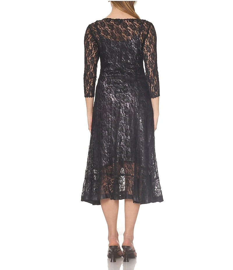 Komarov V Neck Lace Midi Dress