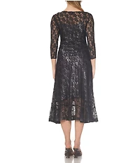 Komarov V Neck Lace Midi Dress
