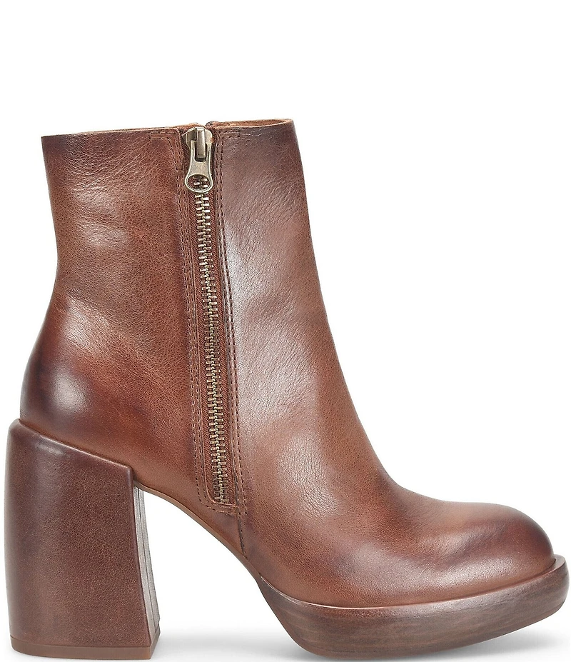 Kork-Ease Aime Leather Platform Block Heel Booties