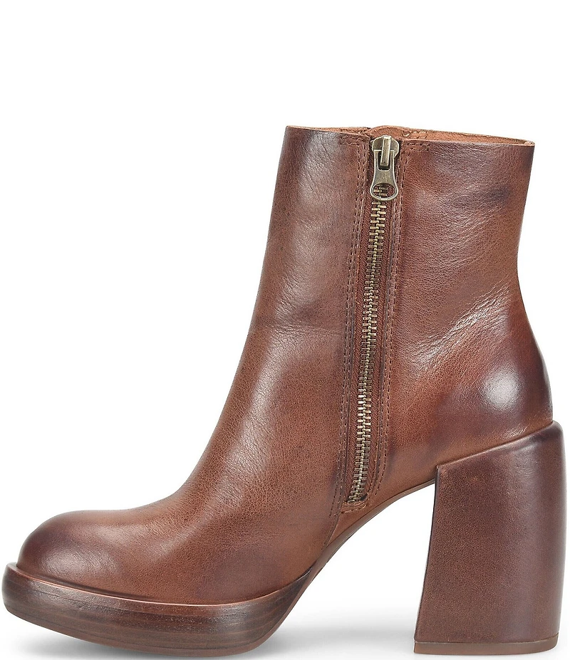 Kork-Ease Aime Leather Platform Block Heel Booties