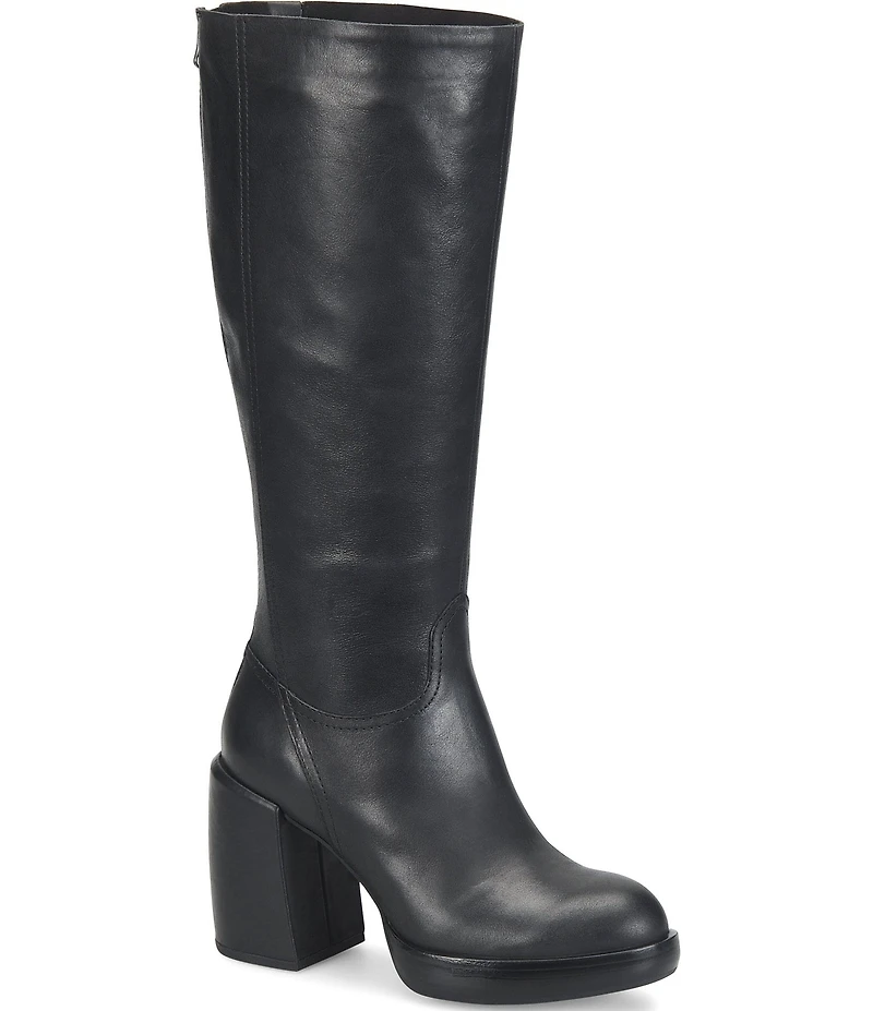 Kork-Ease Anny Leather Block Heel Platform Tall Boots