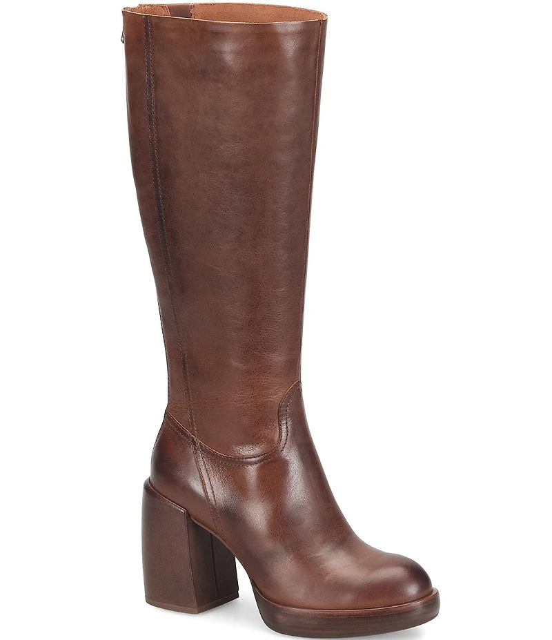 Kork-Ease Anny Leather Block Heel Platform Tall Boots